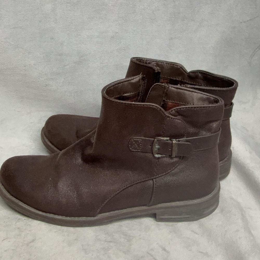 Baretraps Caine Boots Womens Size 7.5 Brown Faux Leather Ankle Buckle Zip - Picture 5 of 10